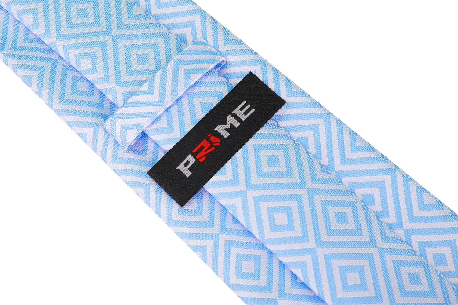 White, Light Blue Geometric Tie Keep