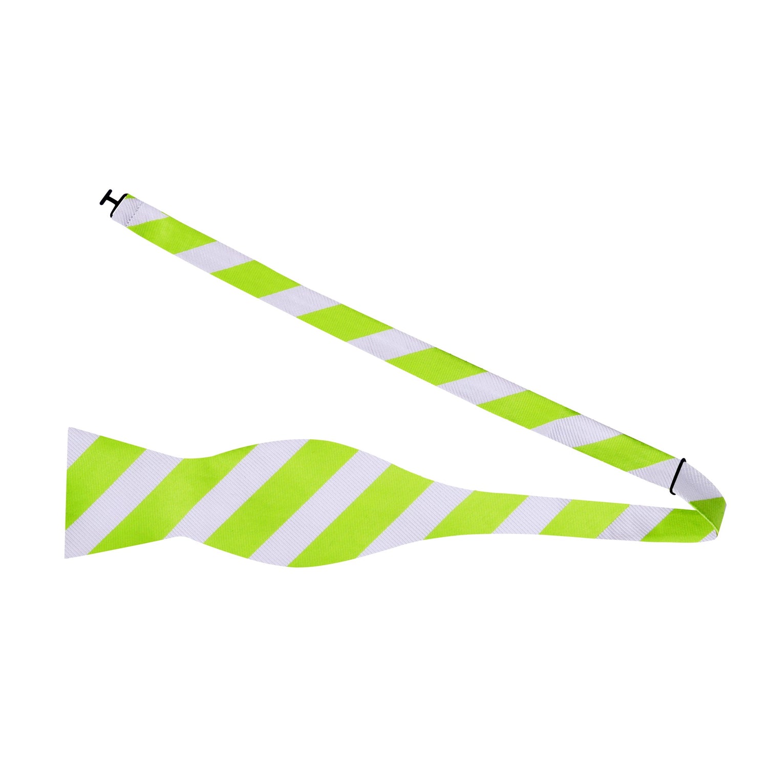 White, Green Block Stripe Self Tie Bow Tie