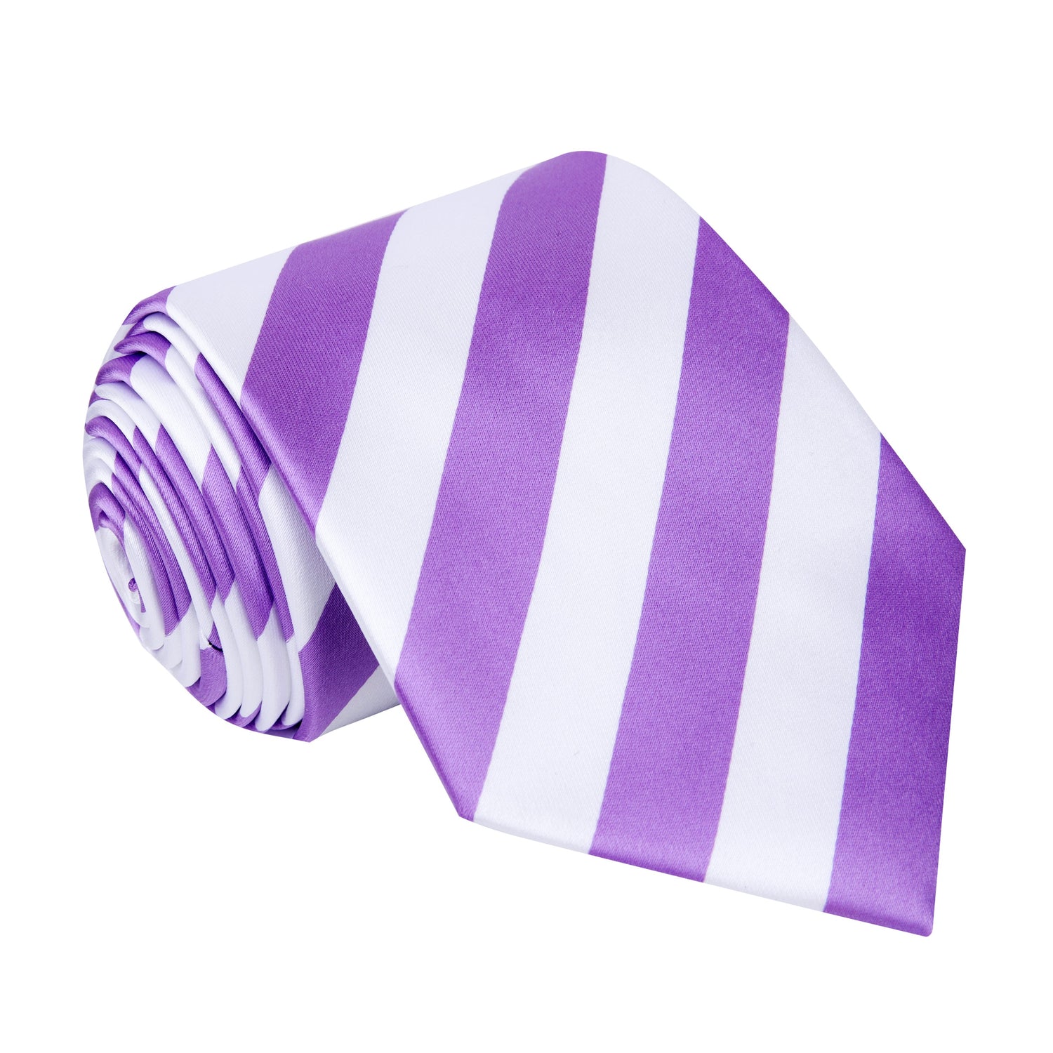 A Light Purple, White Stripe Pattern Silk Necktie 