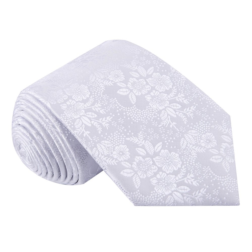 White Floral Tie 