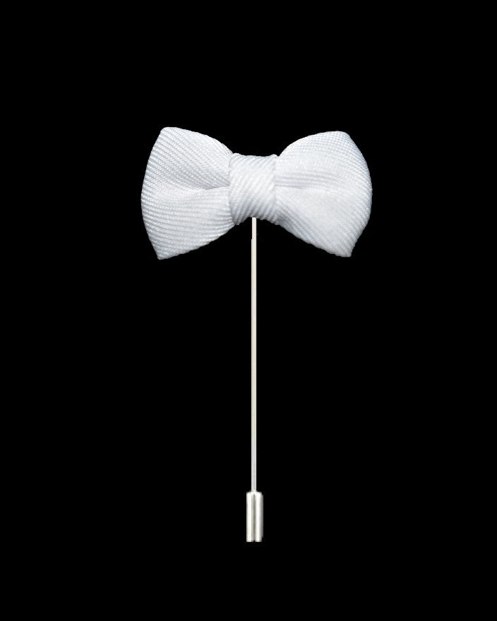 A White Colored Bow Tie Shaped Lapel Pin||White