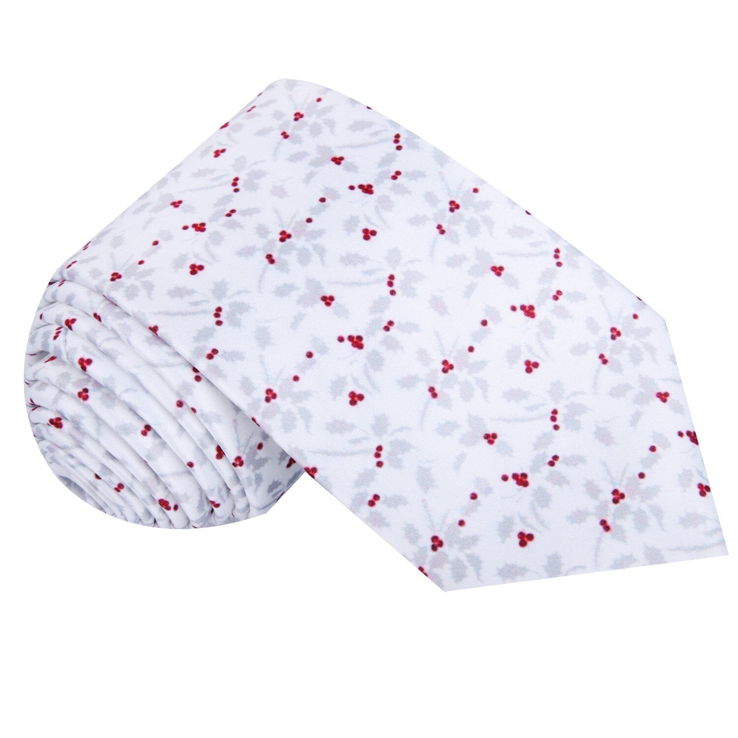White, Red, Silver Holly Berries Tie  