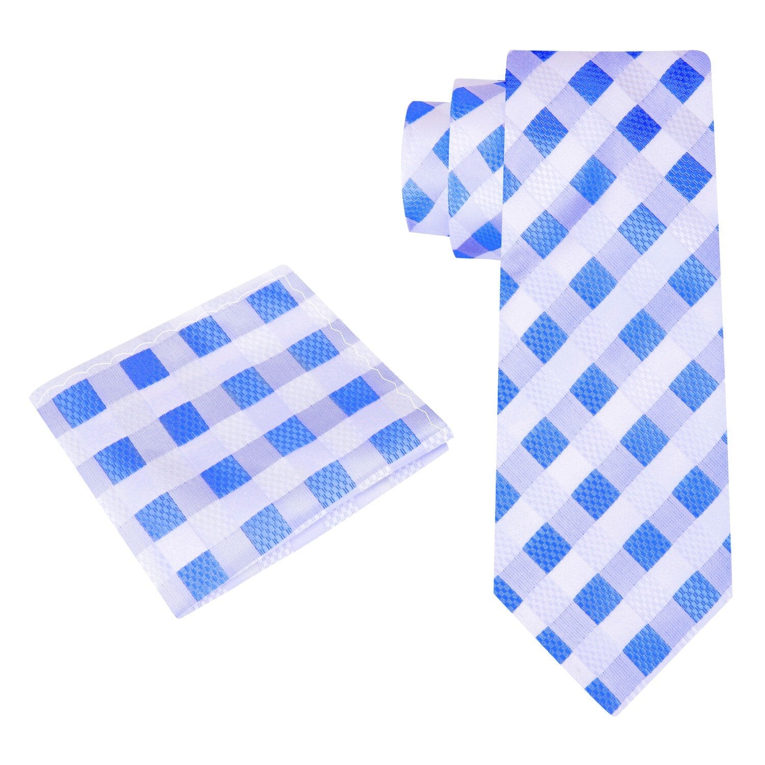 Alt View: Blue, White Check Tie and Square