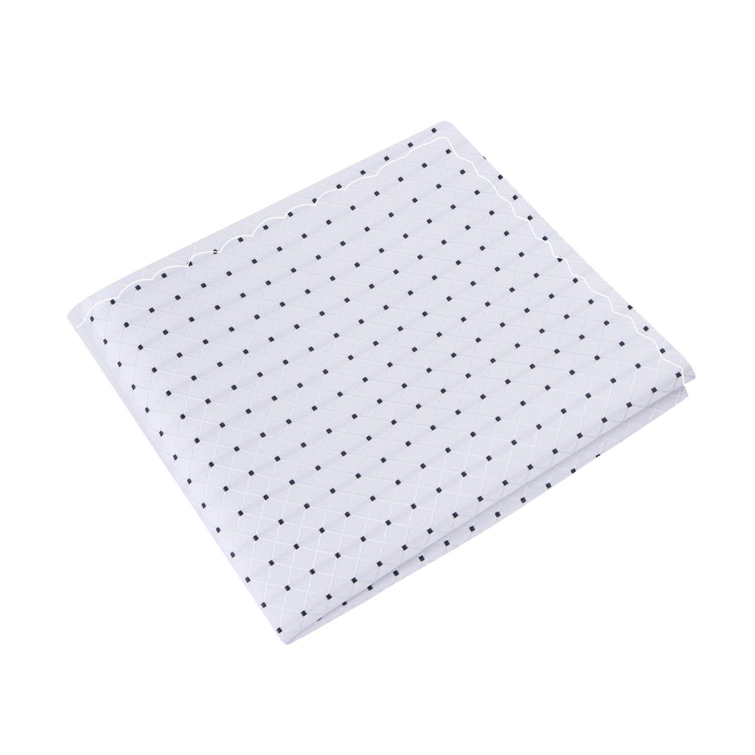 A White, Black Polka Dot Pattern Silk Pocket Square