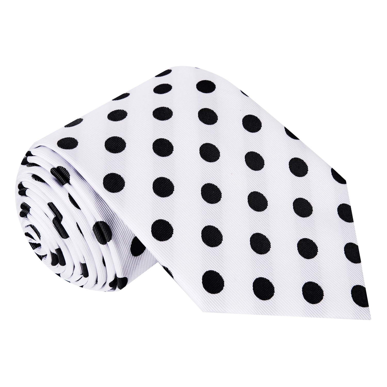 A Off-White, Black Polka Dot Pattern Silk Necktie 