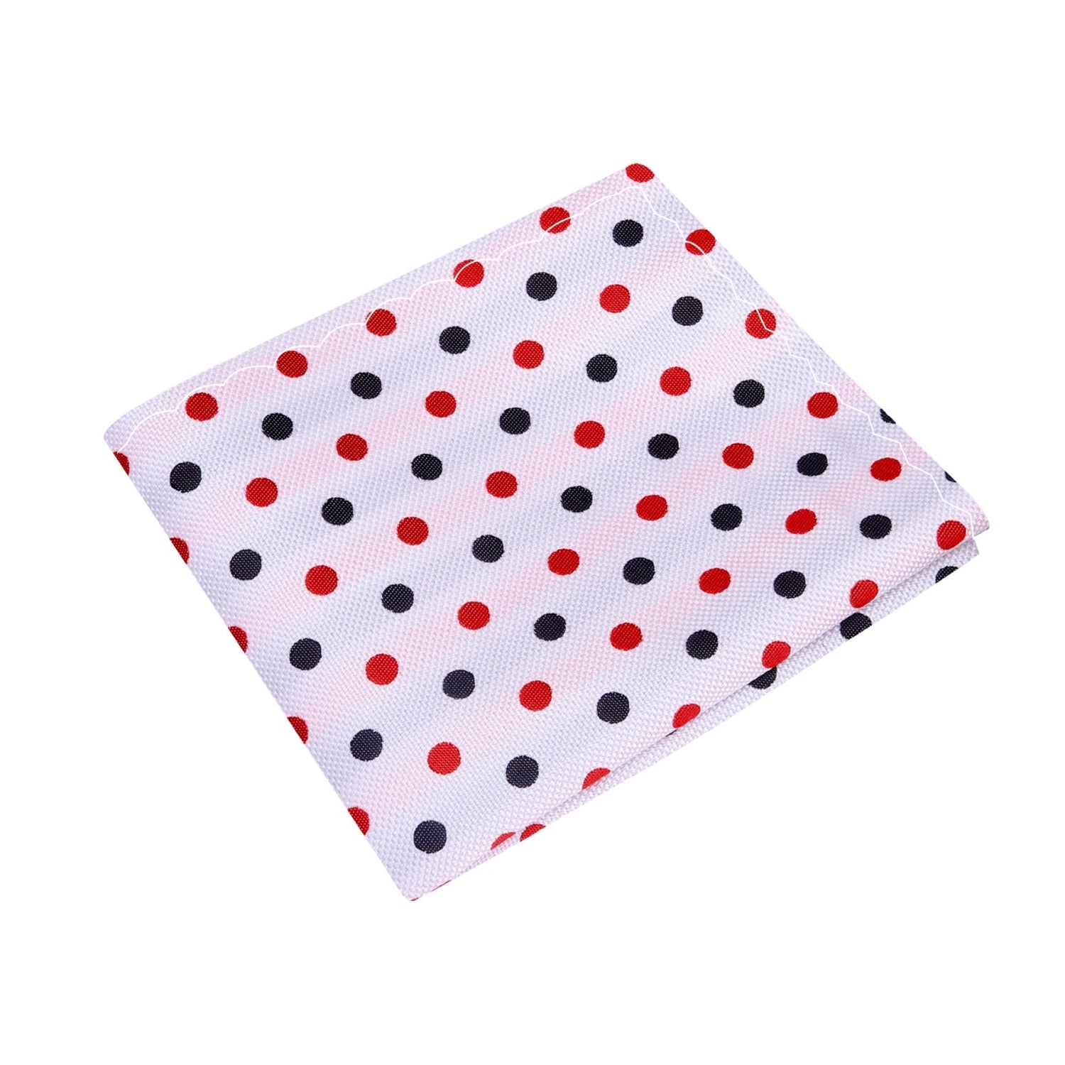 A White, Red, Black Polka Dot Pattern Silk Pocket Square