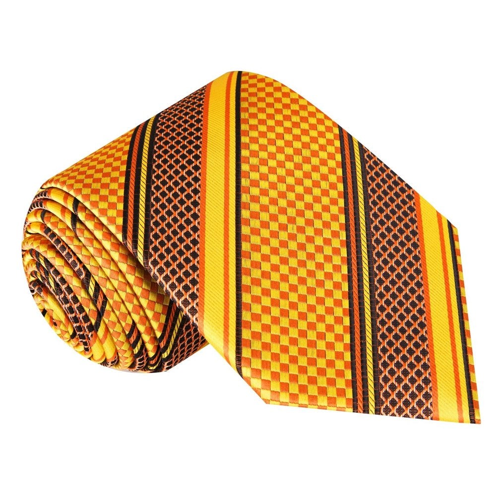 Yellow, orange Check tie  