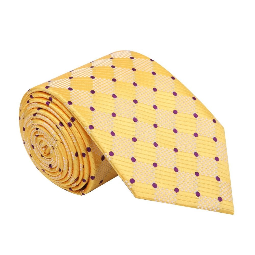Yellow, Purple Geometric Tie