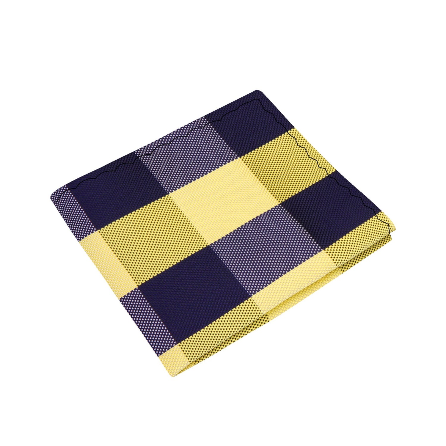 A Yellow, Blue Plaid Pattern Silk Pocket Square