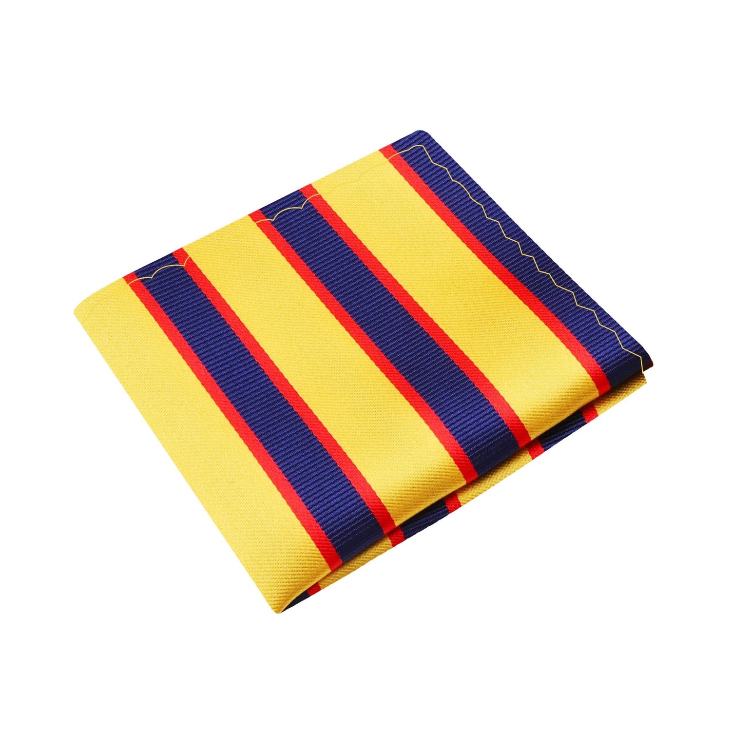 A Yellow, Blue, Red Stripe Pattern Silk Pocket Square