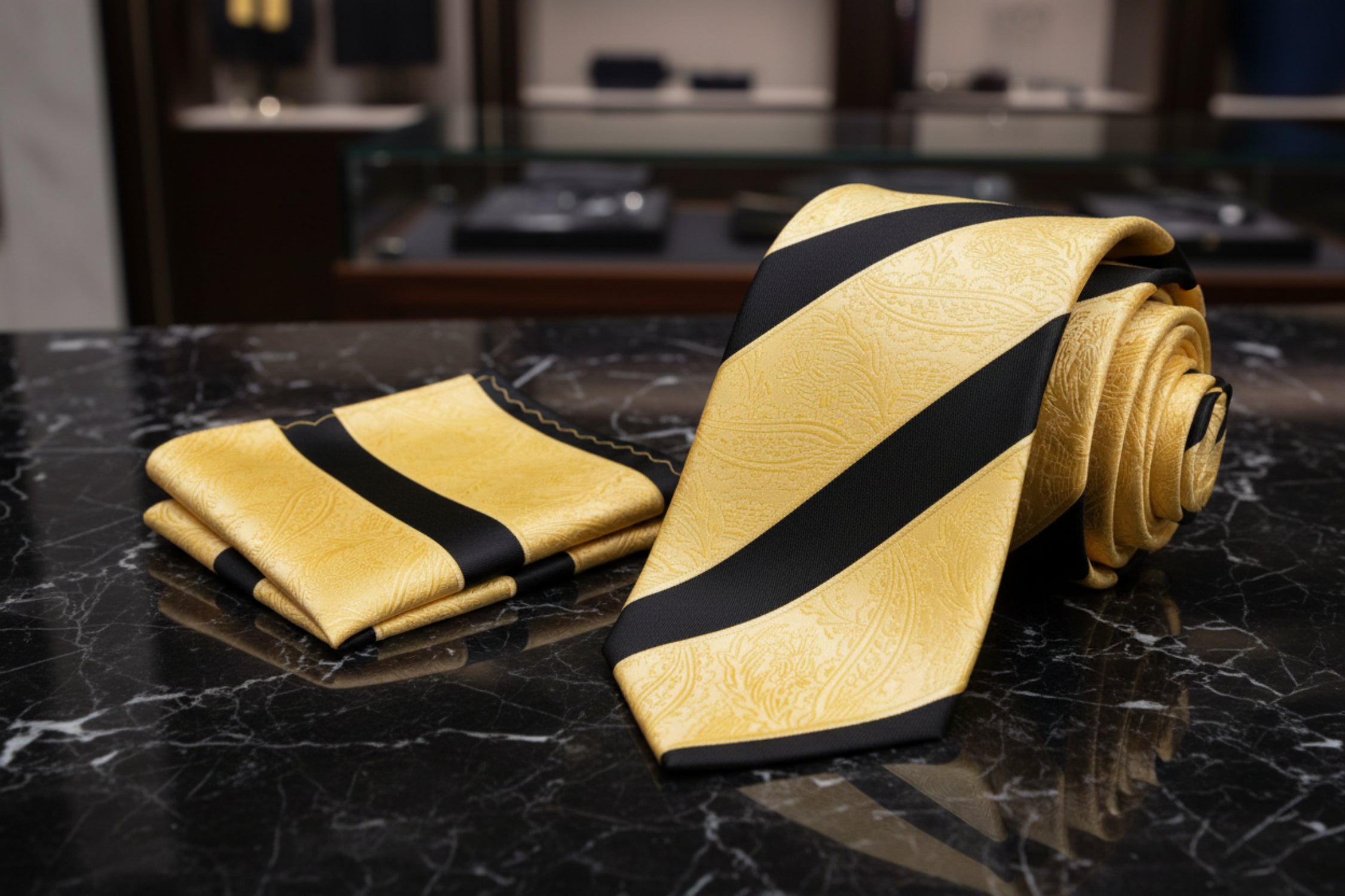 Luxurious Gold and Black Paisley Women\'s Tie 7192-0_2x_3cc431ee-e844-49c9-  main image 2