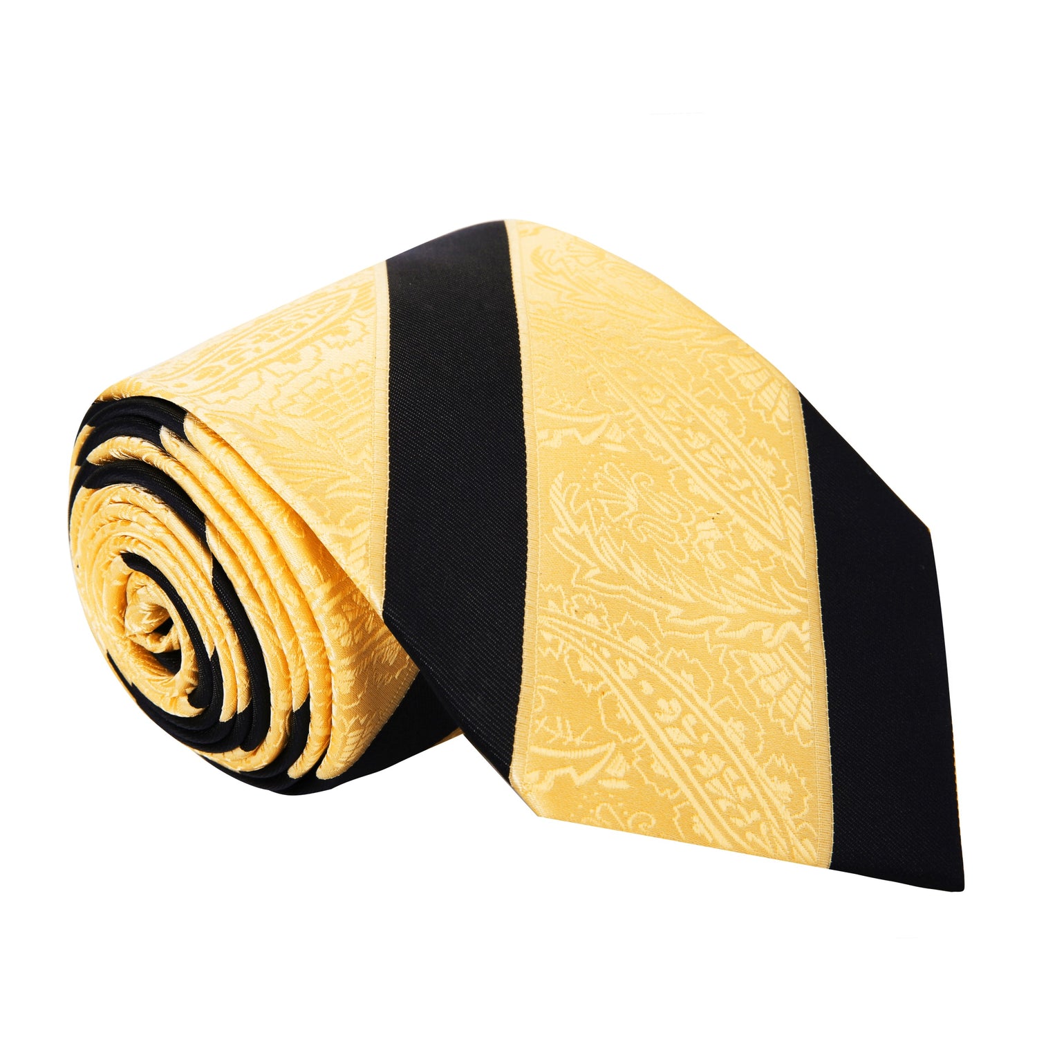 gold, black paisley tie 