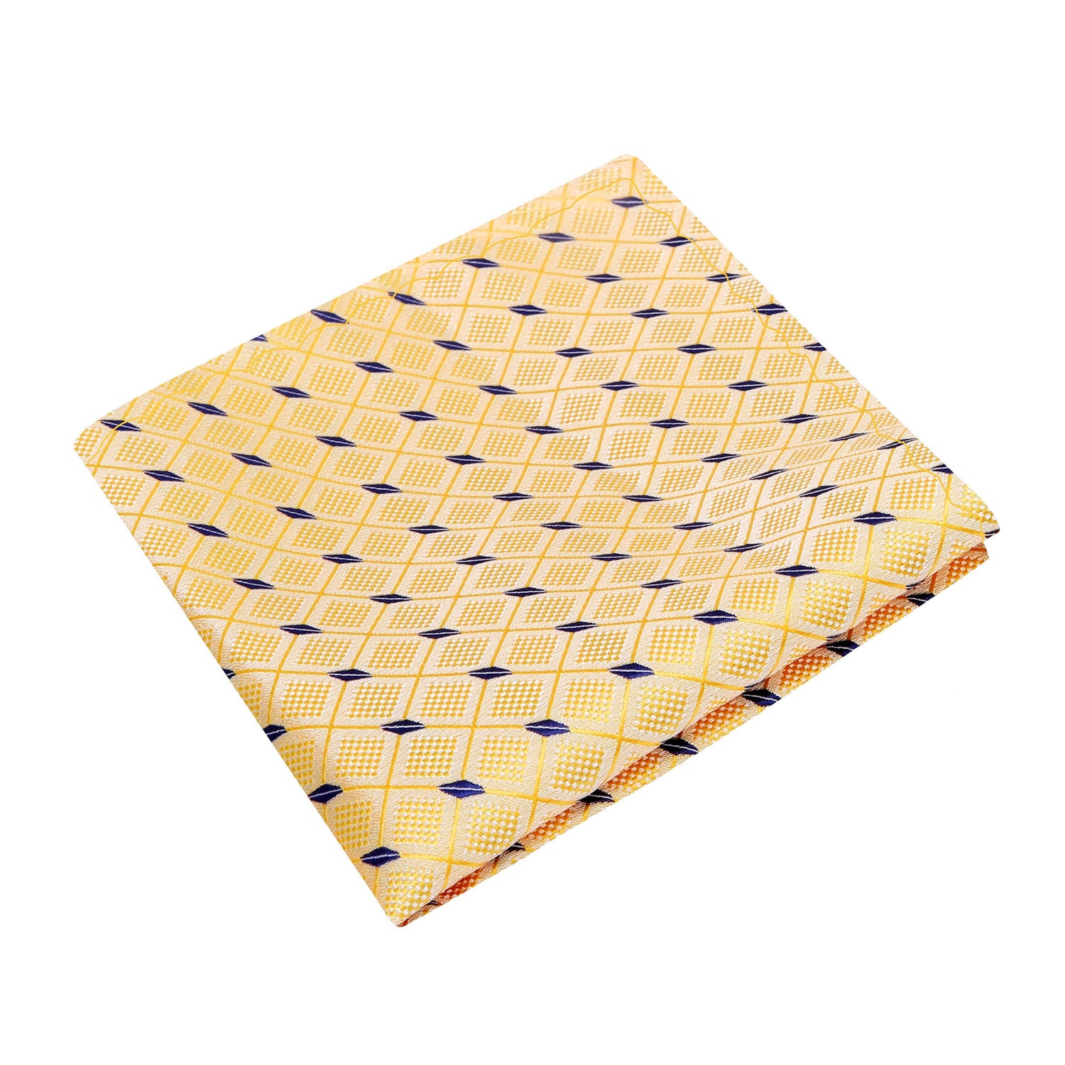 A Yellow Check Pattern Silk Pocket Square