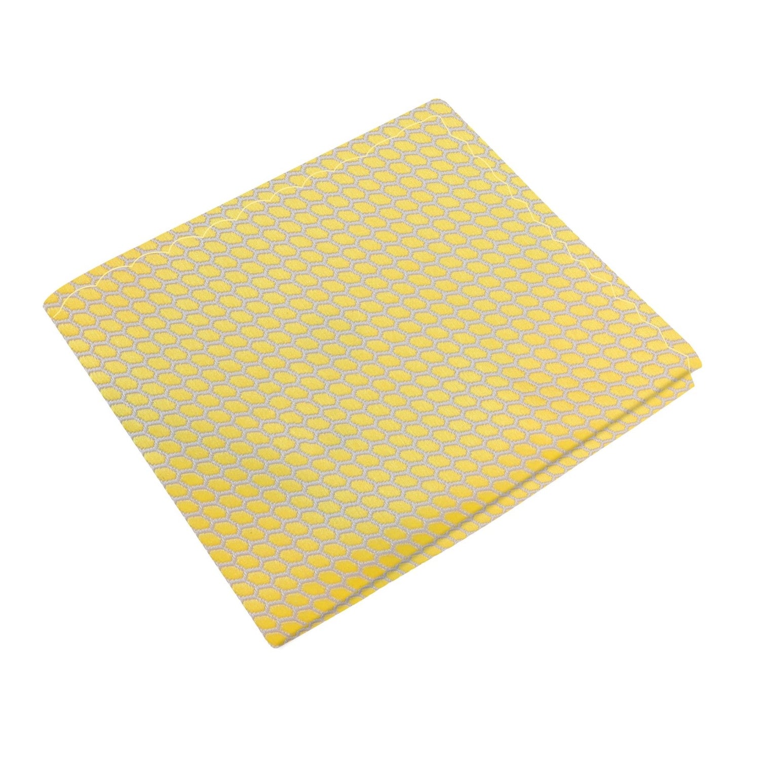 Yellow, White Geometric Pocket Square