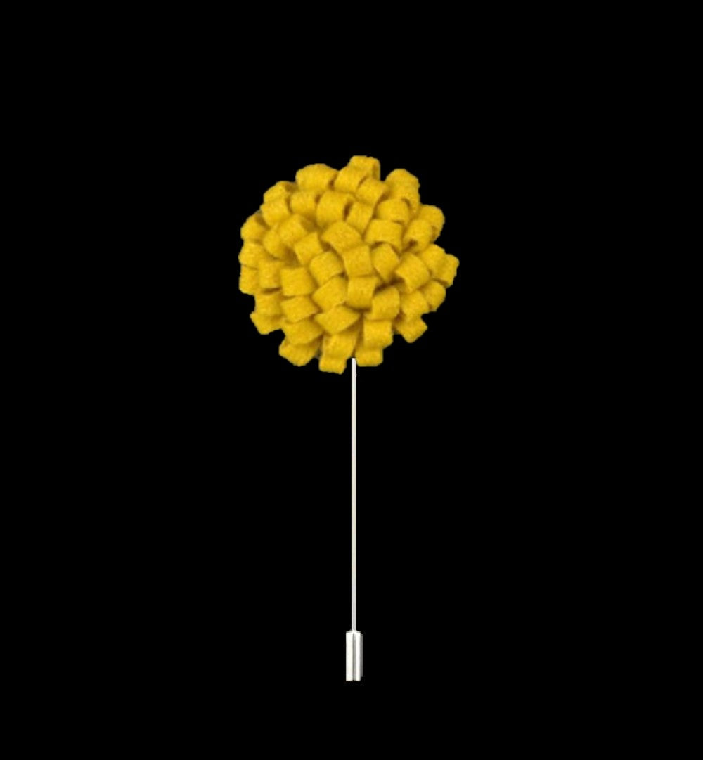 A Yellow Knit Burst Lapel Pin||Yellow