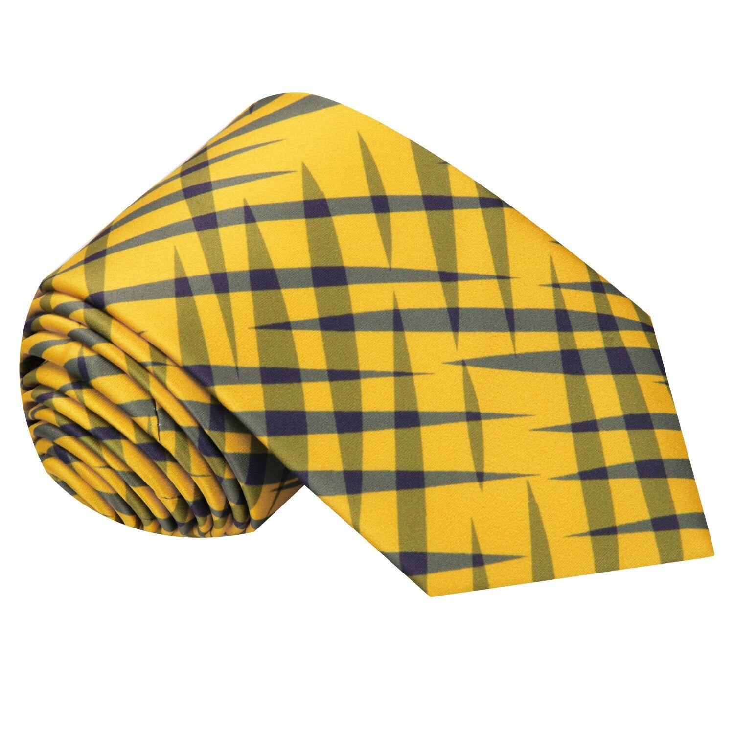 Single Tie: Solar Yellow with Grey Plaid Tie 