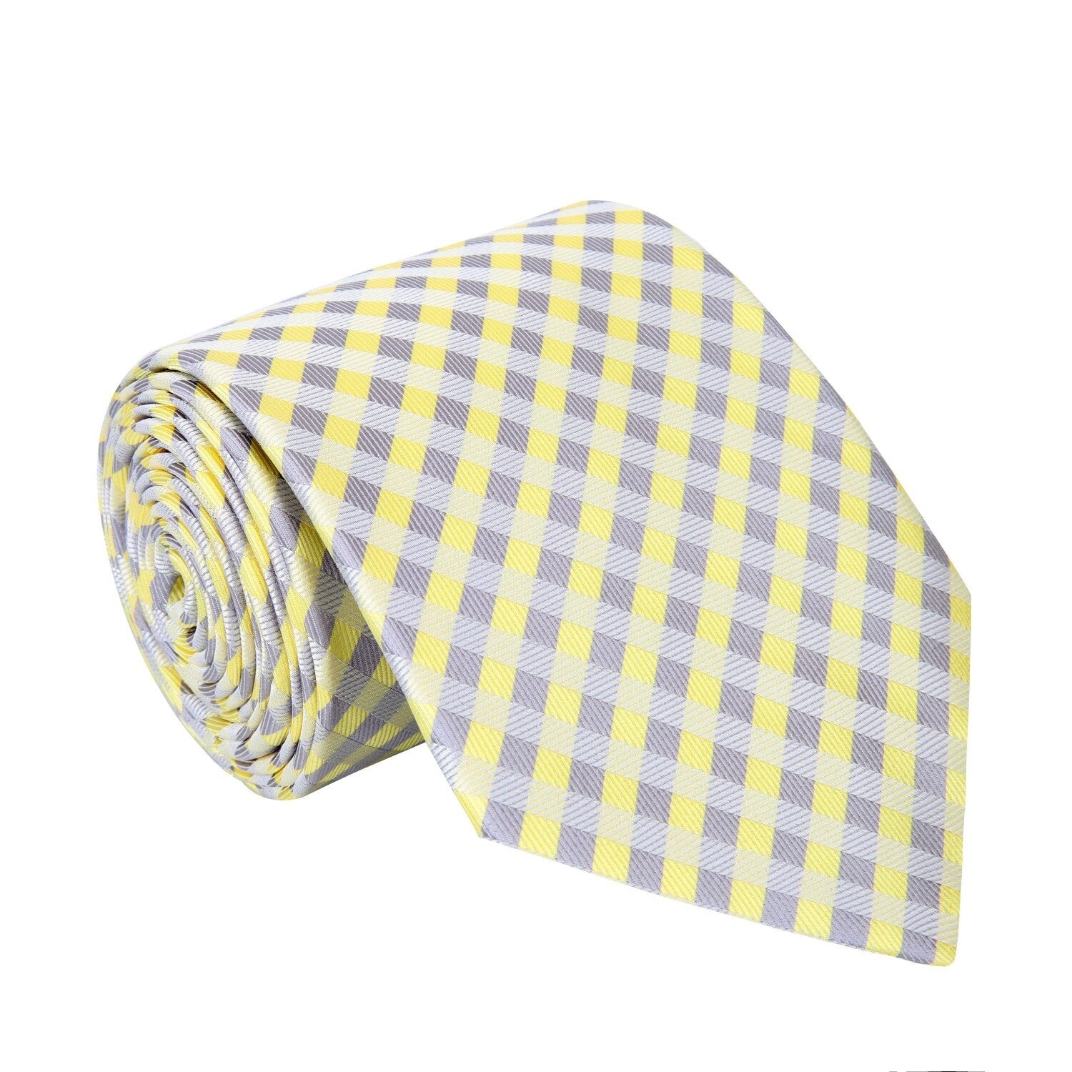 Yellow, Grey Geometric Tie 
