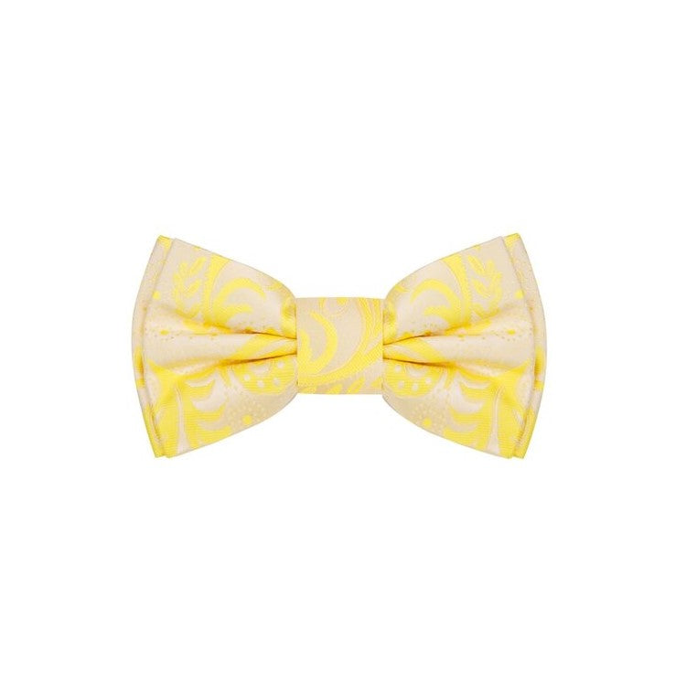 A Light Yellow Paisley Pattern Silk Bow Tie