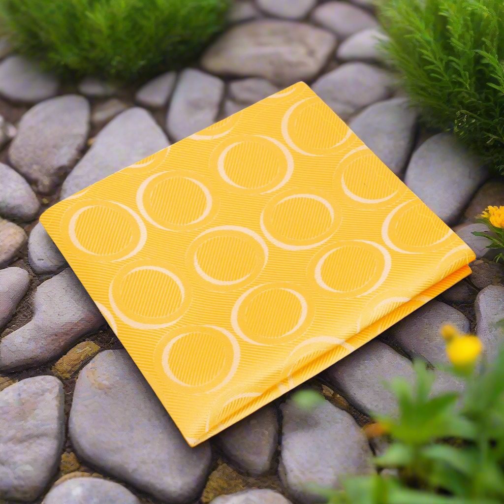 Yellow, White Rings Pocket Square