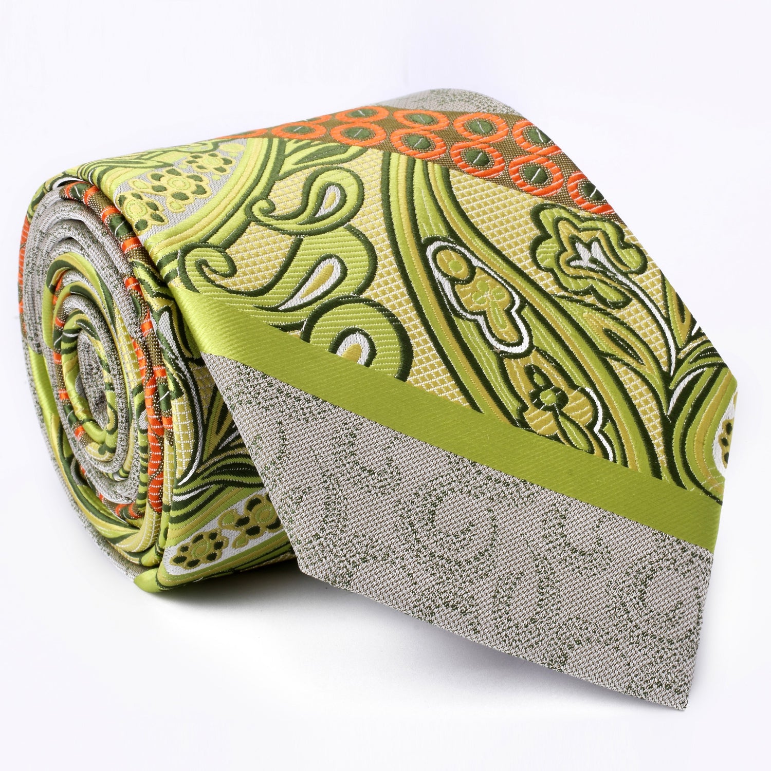 Yellow and Orange Abstract Paisley Tie 