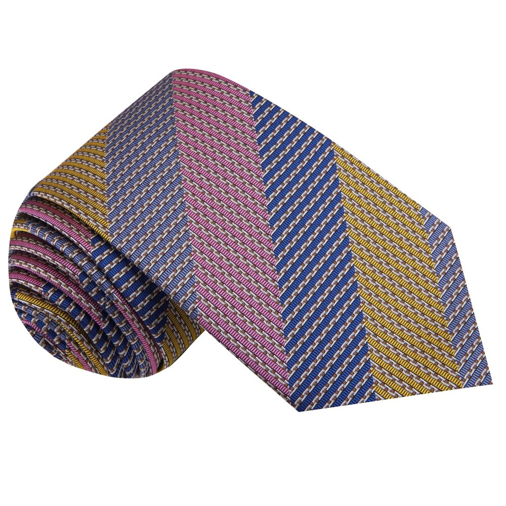 Blue, Yellow, Pink Stripe Tie  