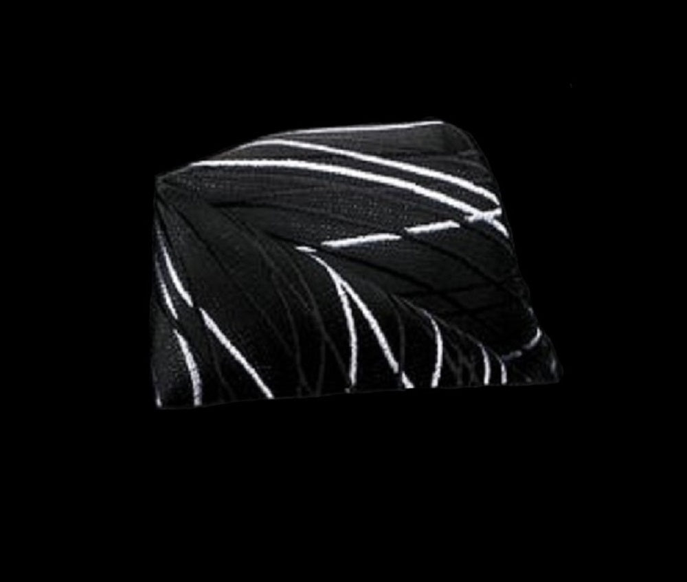 View 2: A Black, White Abstract Lines Pattern Silk Pocket Square