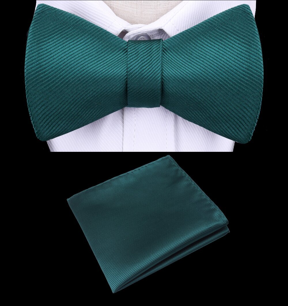 Deep Green Bow Tie and Pocket Square||Sea Green
