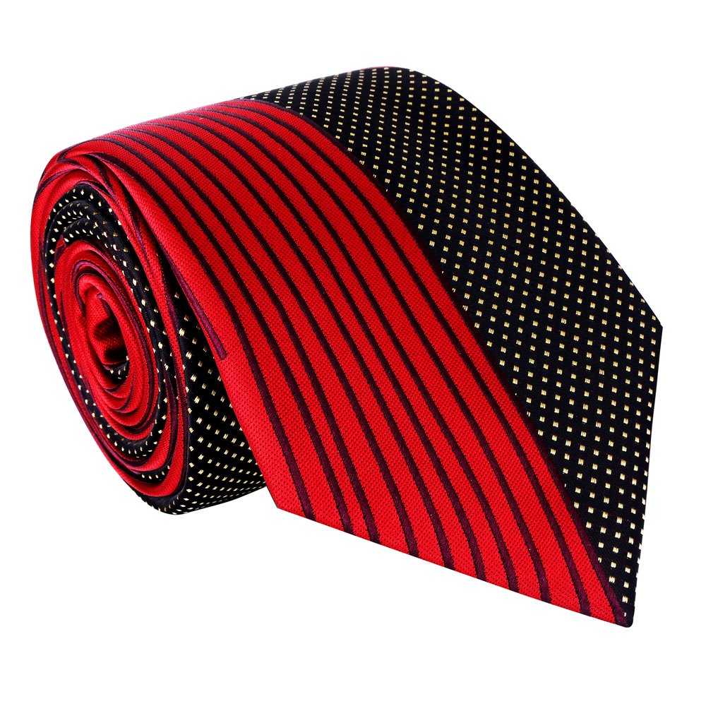 Red, Black and Gold Abstract Tie  